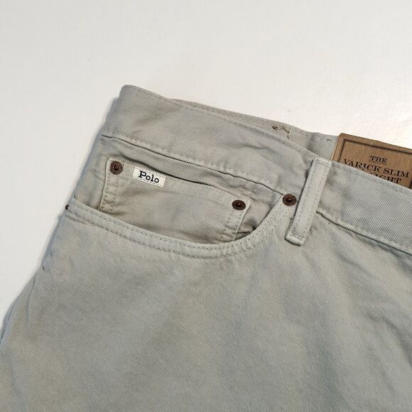 Polo Ralph Lauren Jeans Mens 42x32 Varick Slim Fit Straight Hemp Denim Grey Zip - Picture 10 of 16